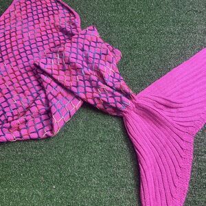 Mermaid Tail Crochet Blanket Purple By AmyHomie‎ For Children